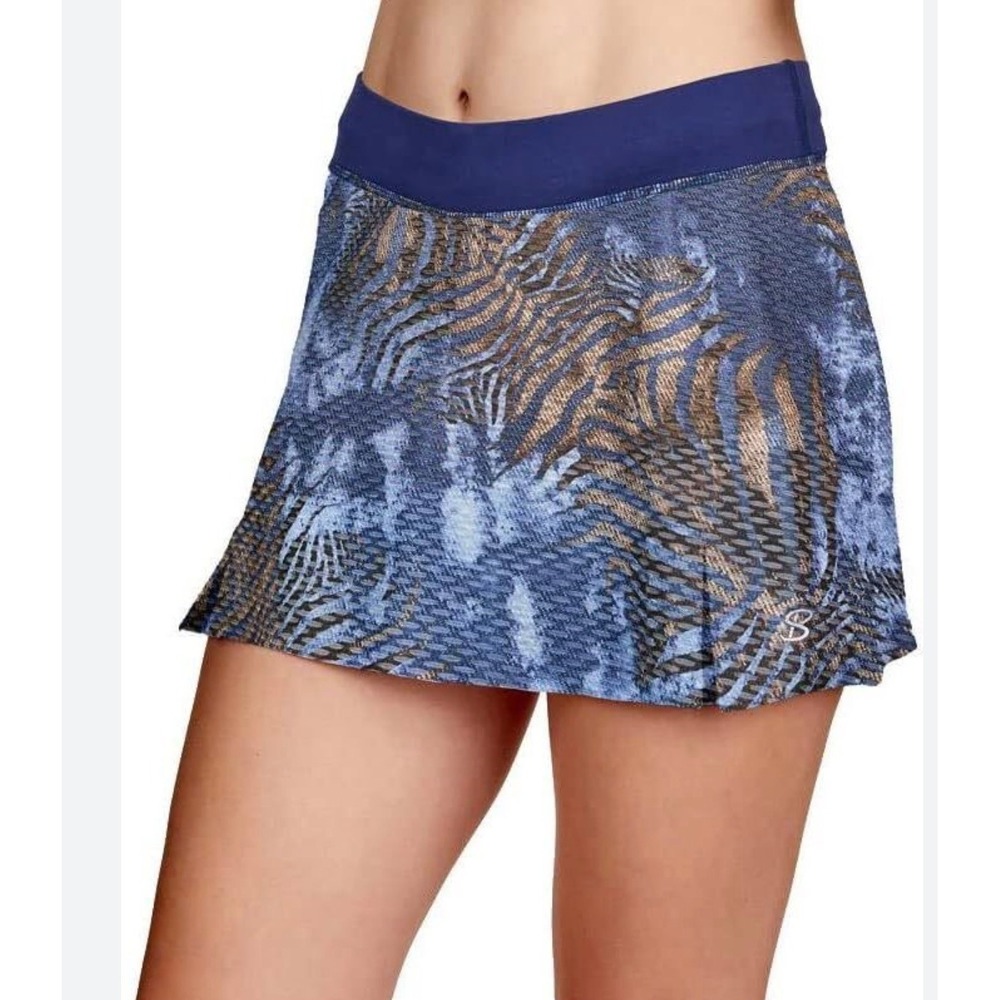 Sofibella Womens Blue Gold Tiger Stripe Athletic Tennis Golf Skort Size Medium
